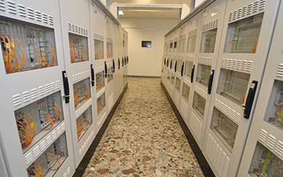 control room with cabinets